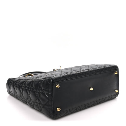 Large Lambskin Handbag - Black