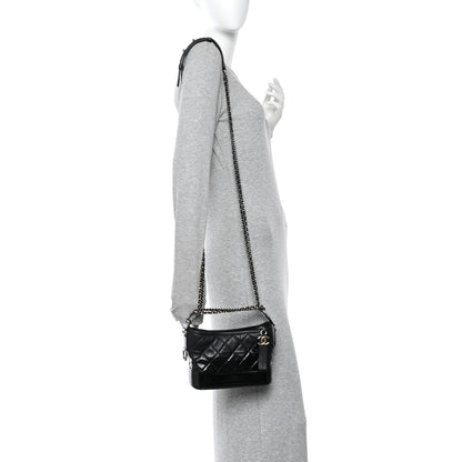 Small Quilted Goatskin Hobo Bag - Black