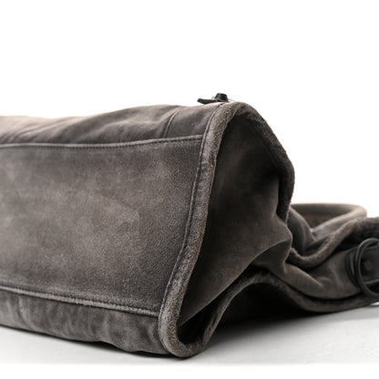 Medium Calfskin Suede Handbag - Grey