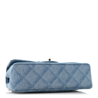 Small Quilted Flap Shoulder Bag - Light Blue