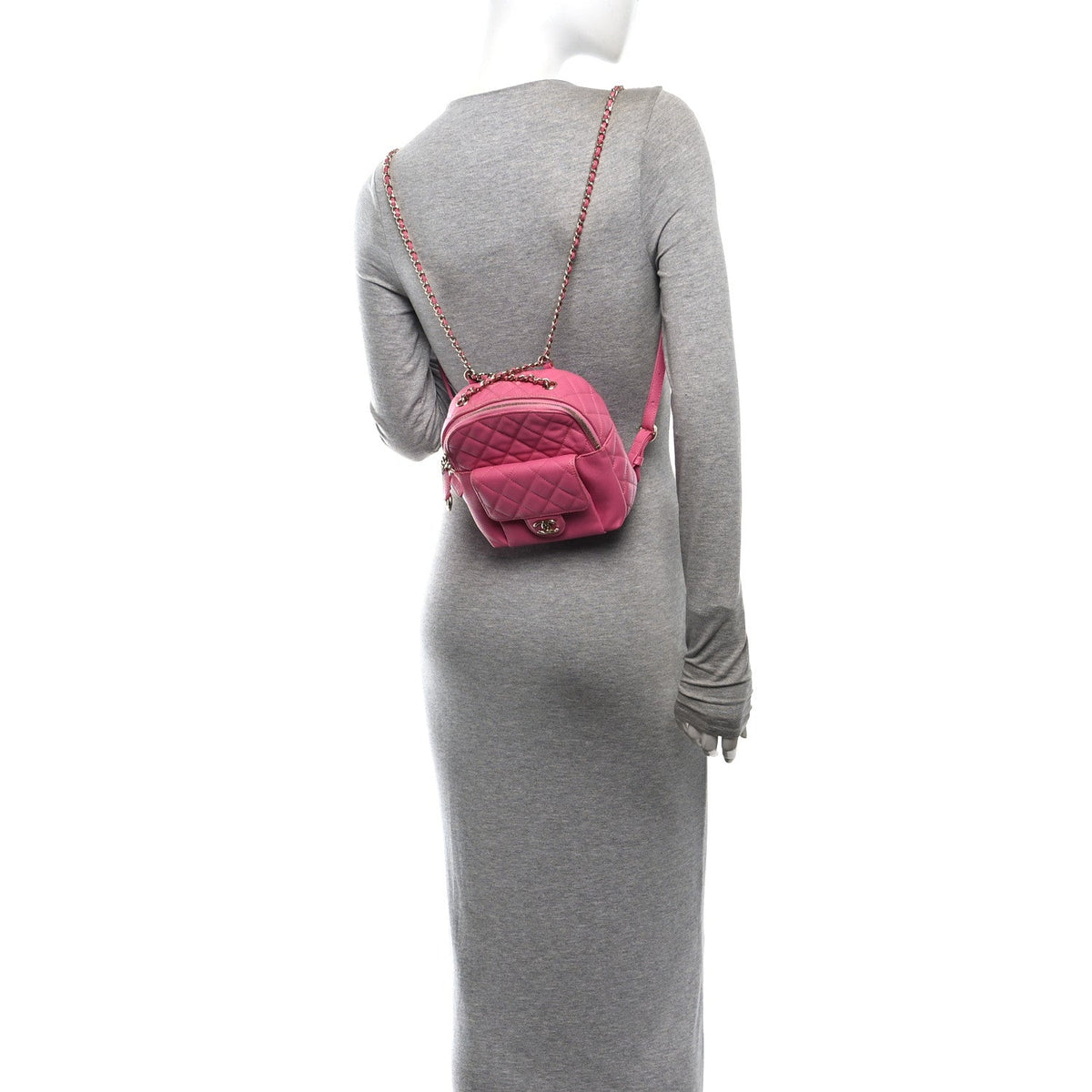 Small Quilted Caviar Backpack - Pink
