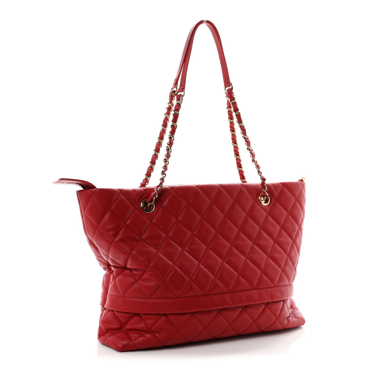 Quilted Caviar Tote Bag - Red