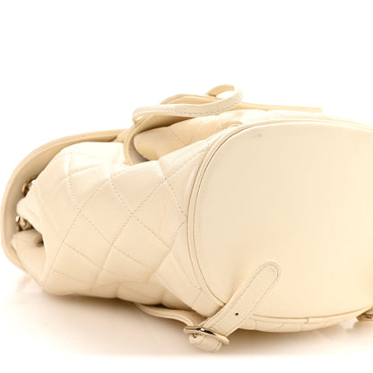 Quilted Caviar Backpack - White