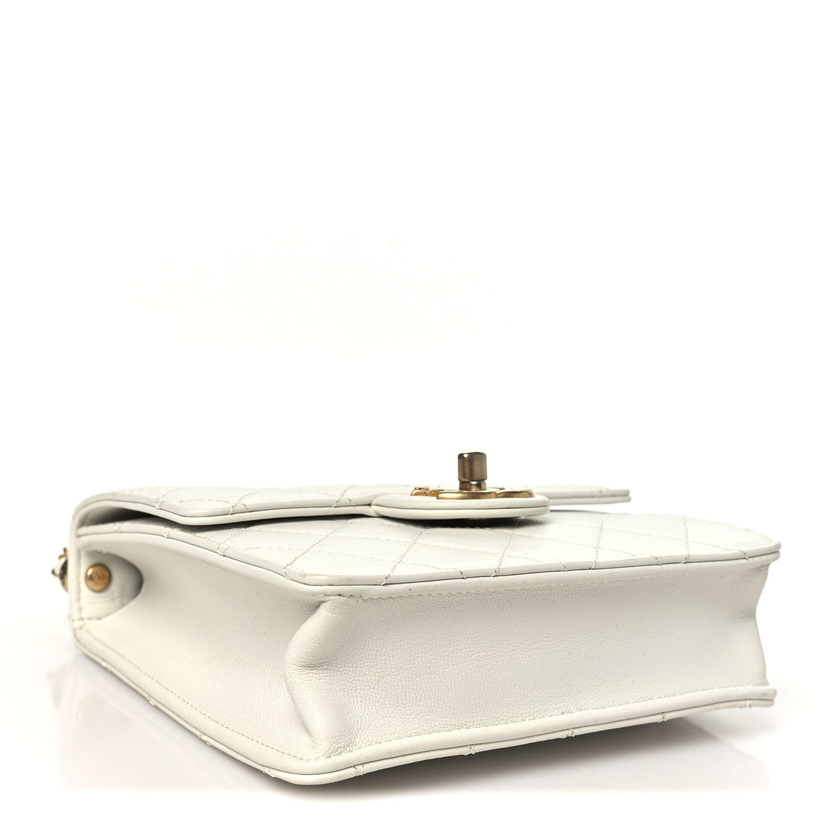 Quilted Goatskin Flap Shoulder Bag - White