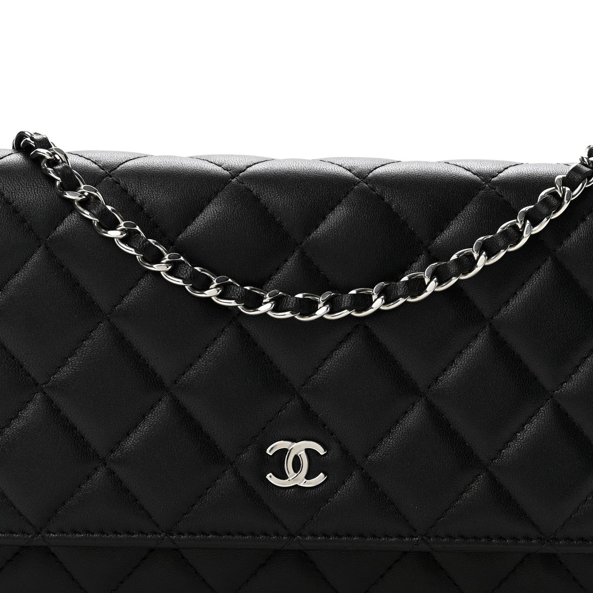 Quilted Caviar Wallet Bag - Black