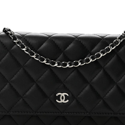 Quilted Caviar Wallet Bag - Black