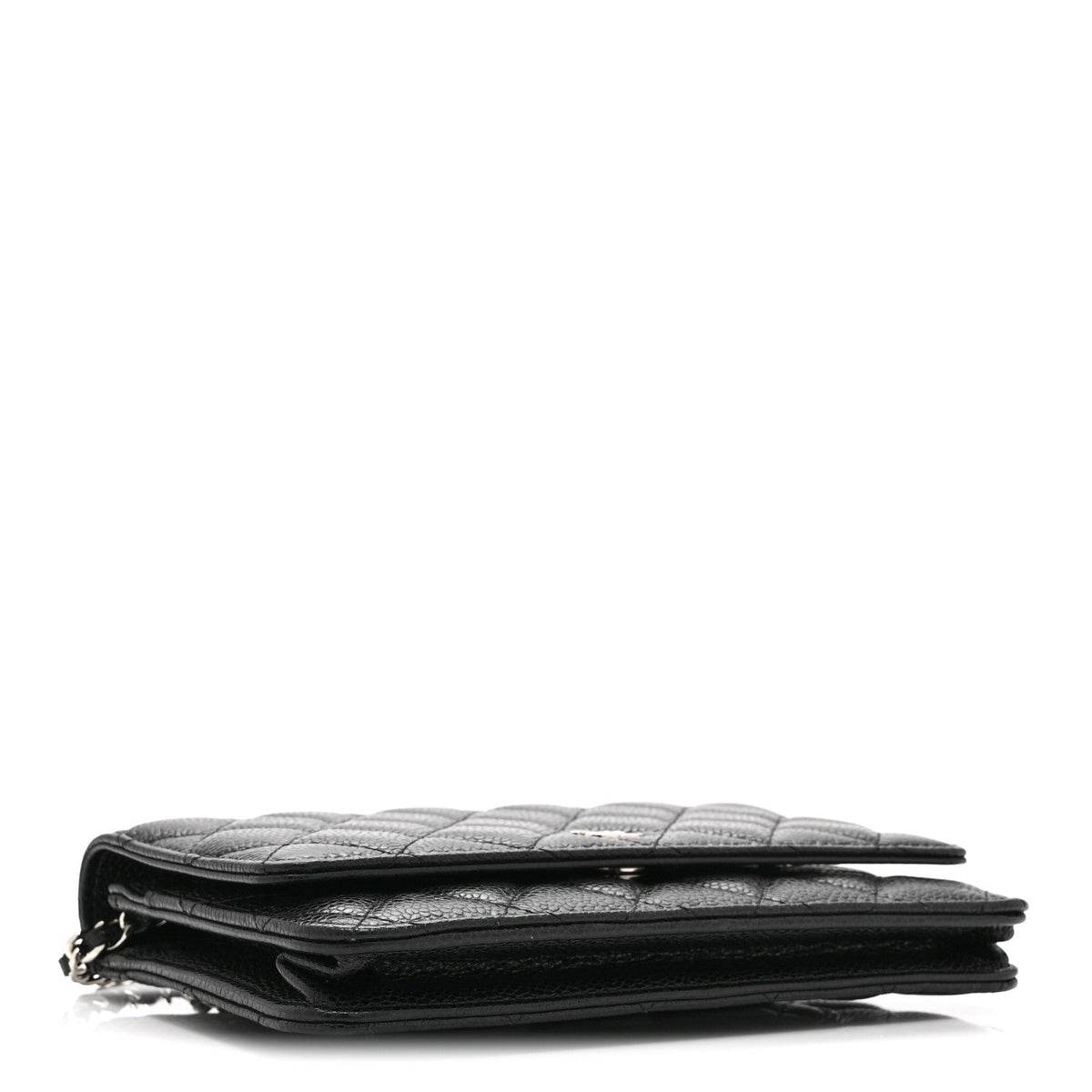 Quilted Caviar Wallet Bag - Black