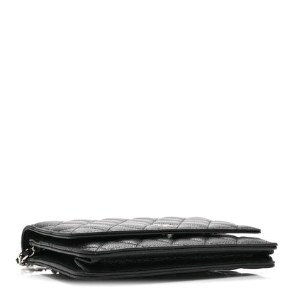 Quilted Caviar Wallet Bag - Black
