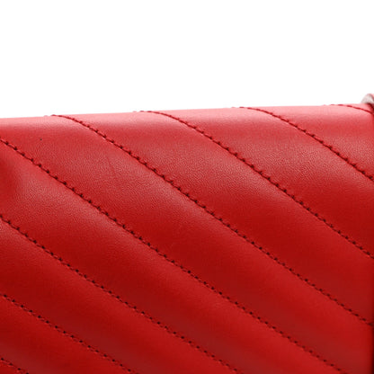 Large Calfskin Satchel Bag - Red