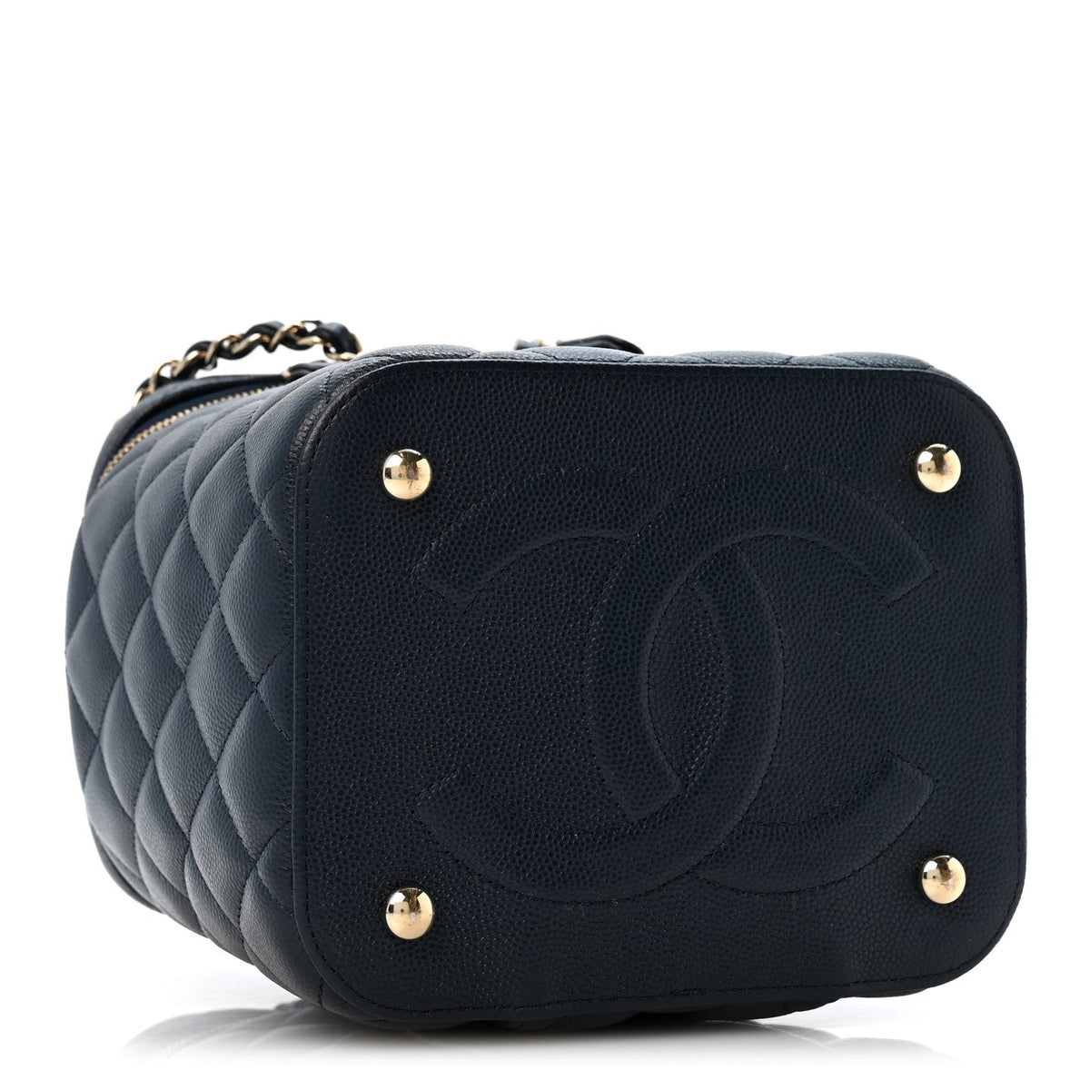 Small Quilted Caviar Handbag - Blue