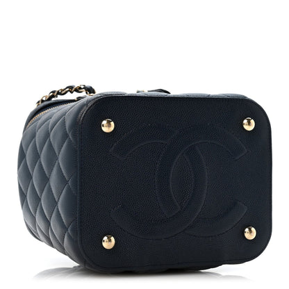 Small Quilted Caviar Handbag - Blue