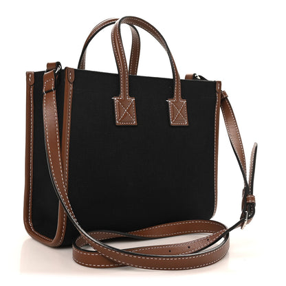 Mini Calfskin Canvas Tote Bag - Black