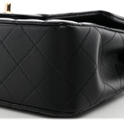 Mini Quilted Lambskin Flap Shoulder Bag - Tan
