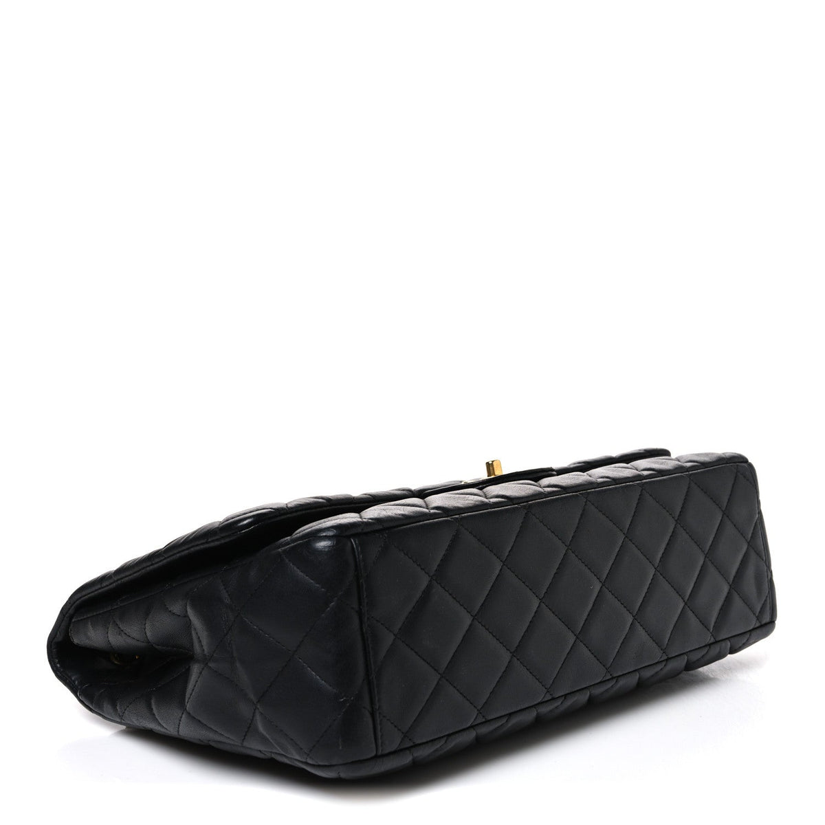 Maxi Quilted Lambskin Flap Shoulder Bag - Black