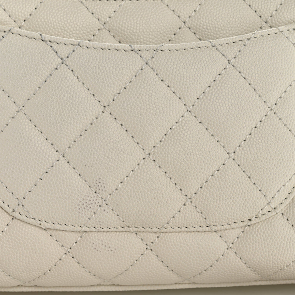 Mini Quilted Caviar Flap Shoulder Bag - White