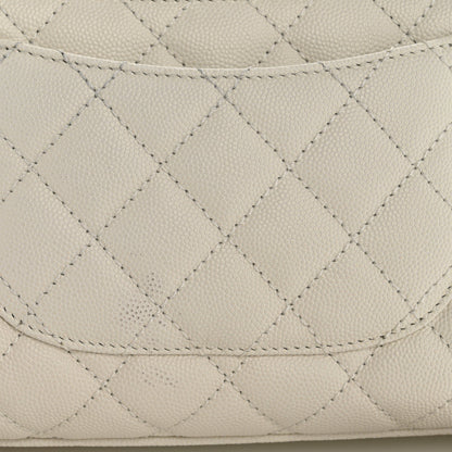 Mini Quilted Caviar Flap Shoulder Bag - White