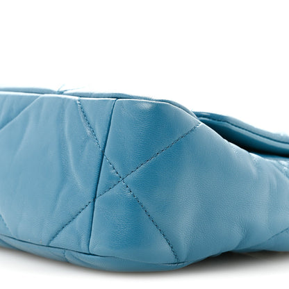 Medium Quilted Goatskin Flap Shoulder Bag - Turquoise