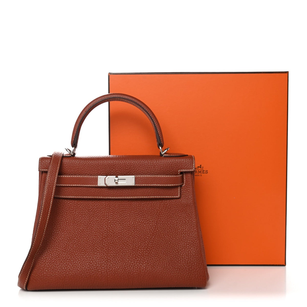 Togo Kelly Retourne 28 Sienne Handbag