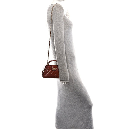 Mini Quilted Lambskin Handbag - Brown