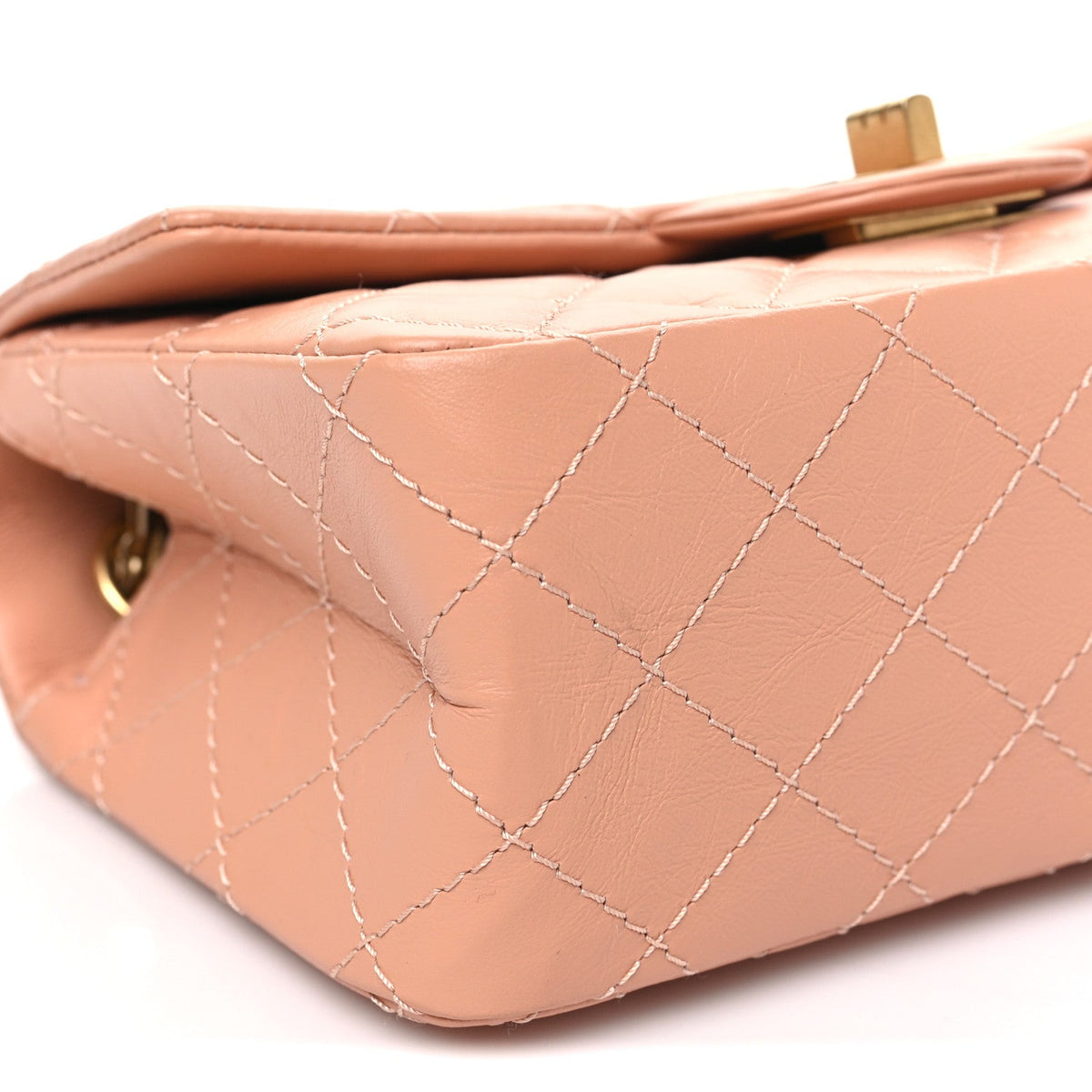 Mini Quilted Calfskin Flap Shoulder Bag - Beige