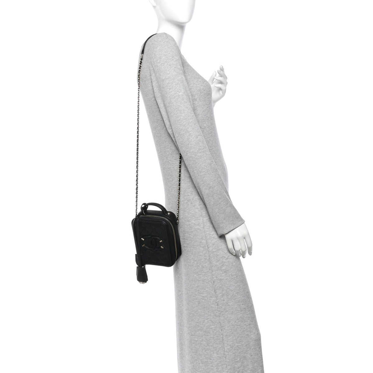 Quilted Caviar Handbag - Black