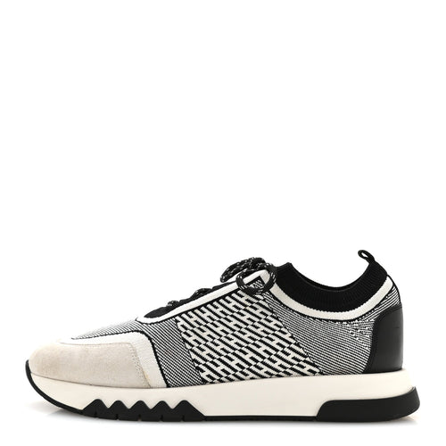 Knit Goatskin Addict Sneakers Black White