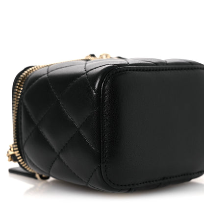 Mini Quilted Lambskin Handbag - Black