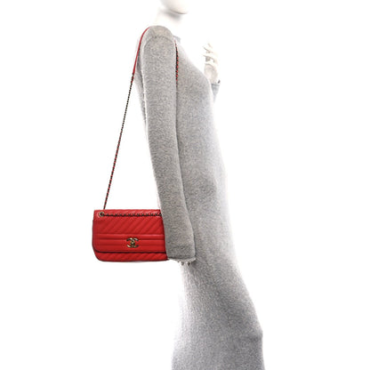 Medium Quilted Goatskin Flap Shoulder Bag - Red