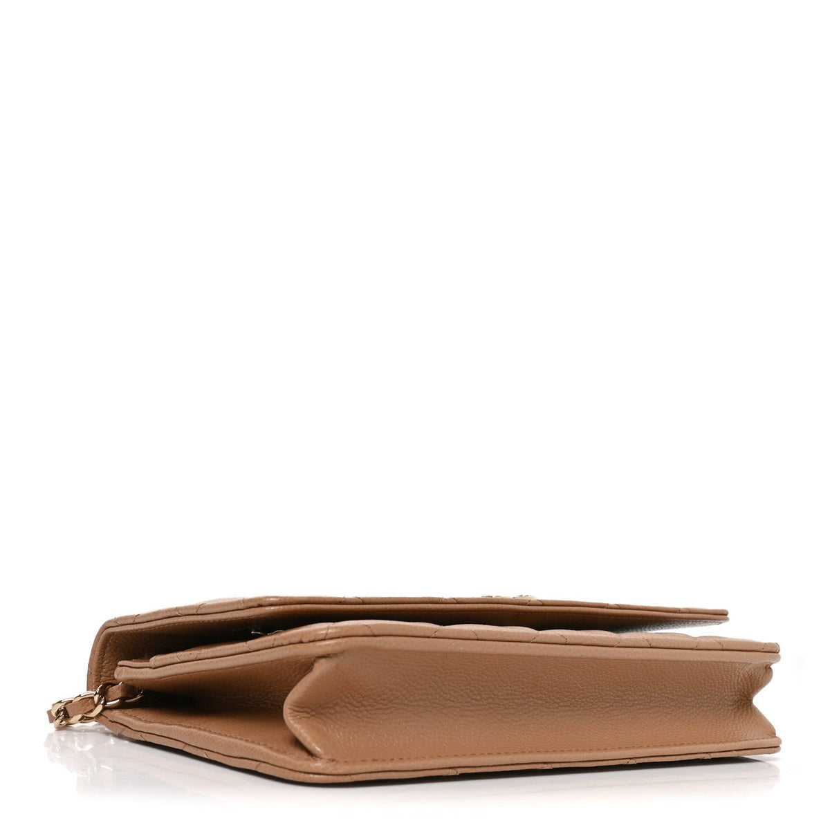 Quilted Caviar Wallet Bag - Beige
