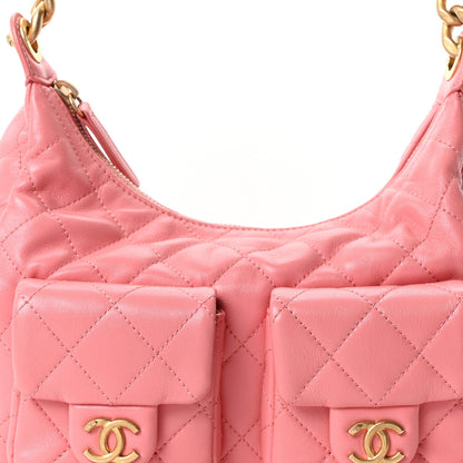 Quilted Lambskin Hobo Bag - Pink