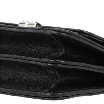 Quilted Caviar Clutch Bag - Black