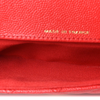 Quilted Caviar Handbag - Red