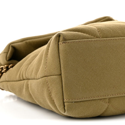Quilted Canvas Satchel Bag - Green
