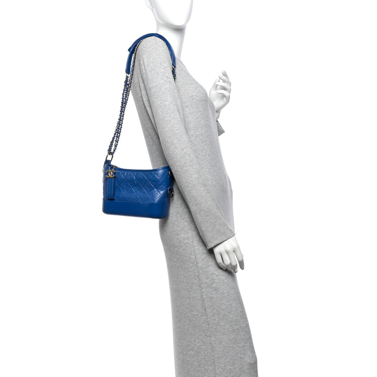 Small Quilted Calfskin Hobo Bag - Blue