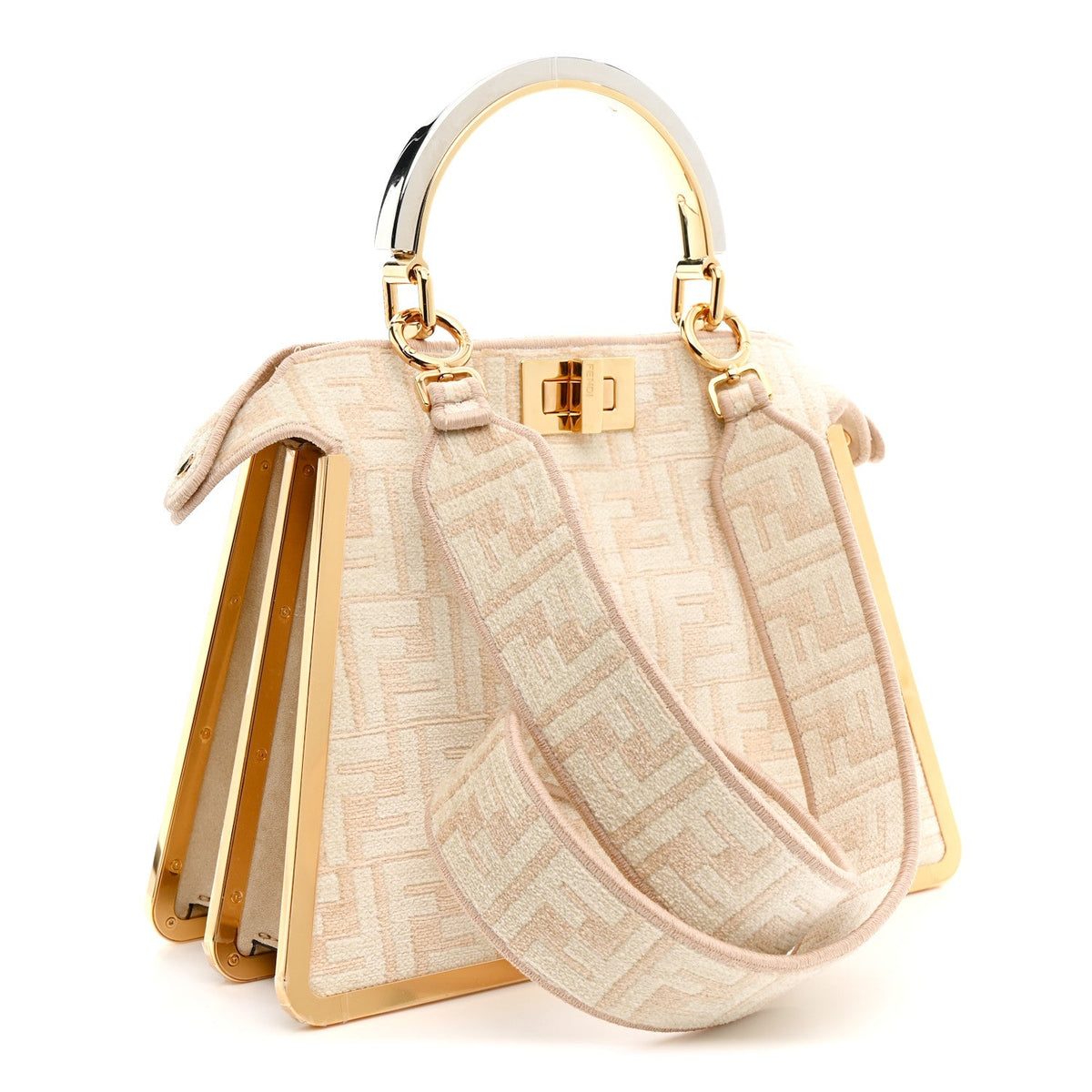 Small Suede Satchel Bag - Beige
