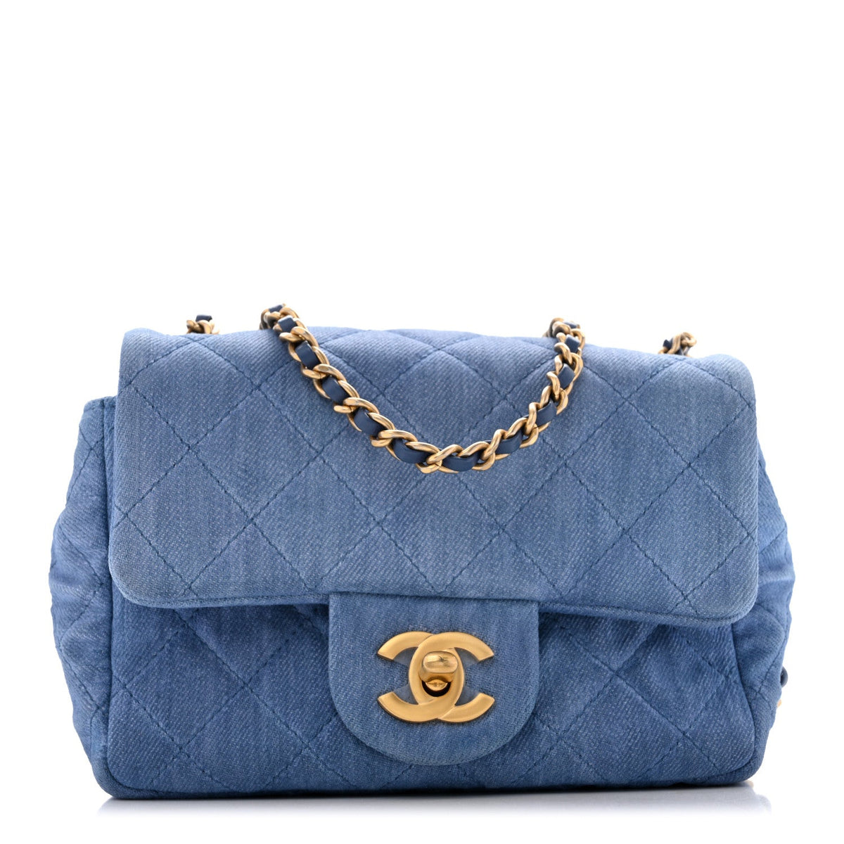 Mini Quilted Flap Shoulder Bag - Blue