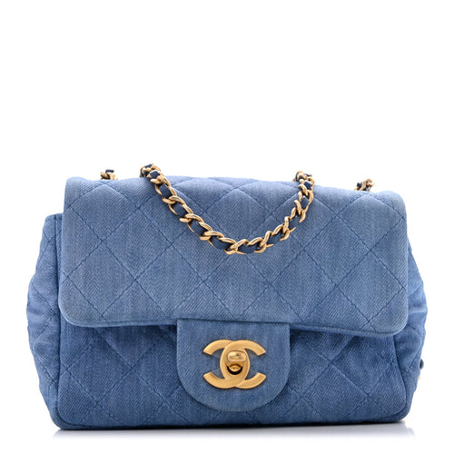 Mini Quilted Flap Shoulder Bag - Blue