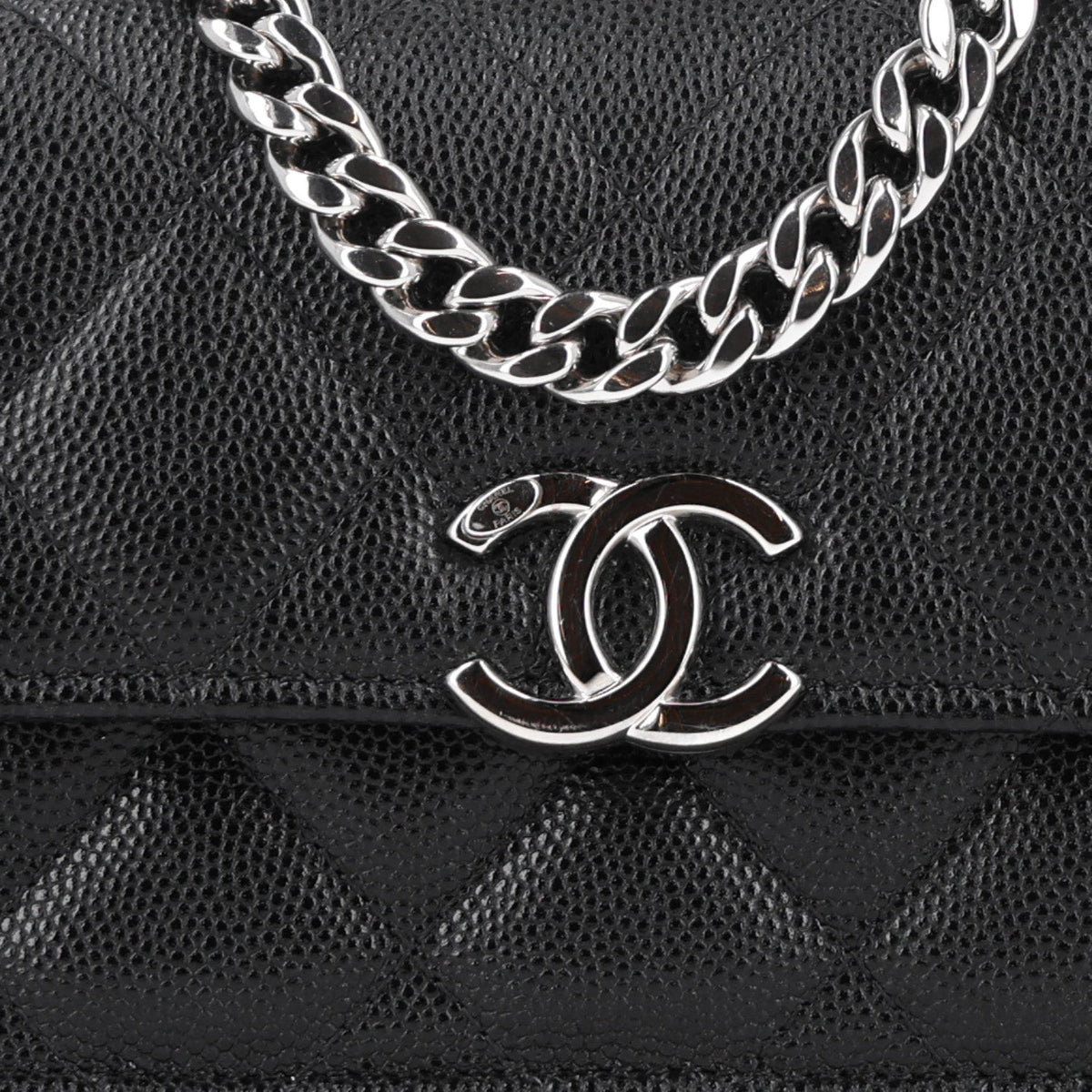 Quilted Caviar Clutch Bag - Black