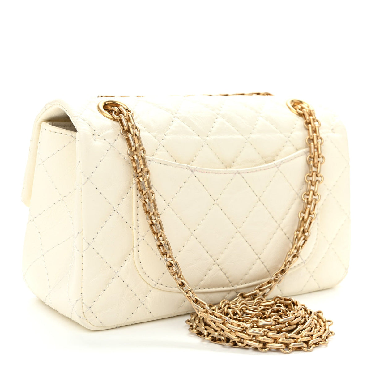 Mini Quilted Calfskin Flap Shoulder Bag - White