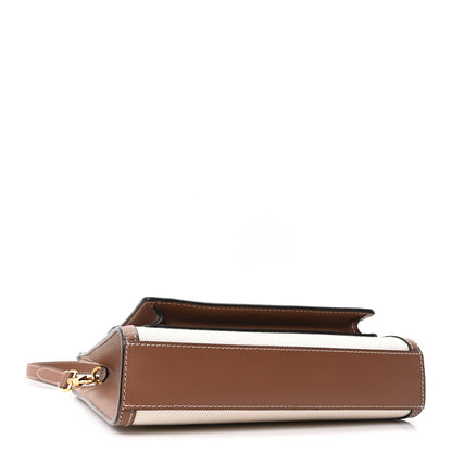Mini Calfskin Canvas Handbag - Natural