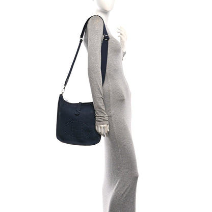Taurillon Clemence Evelyne Iii Pm Bleu N Handbag