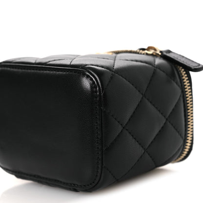 Mini Quilted Lambskin Handbag - Black