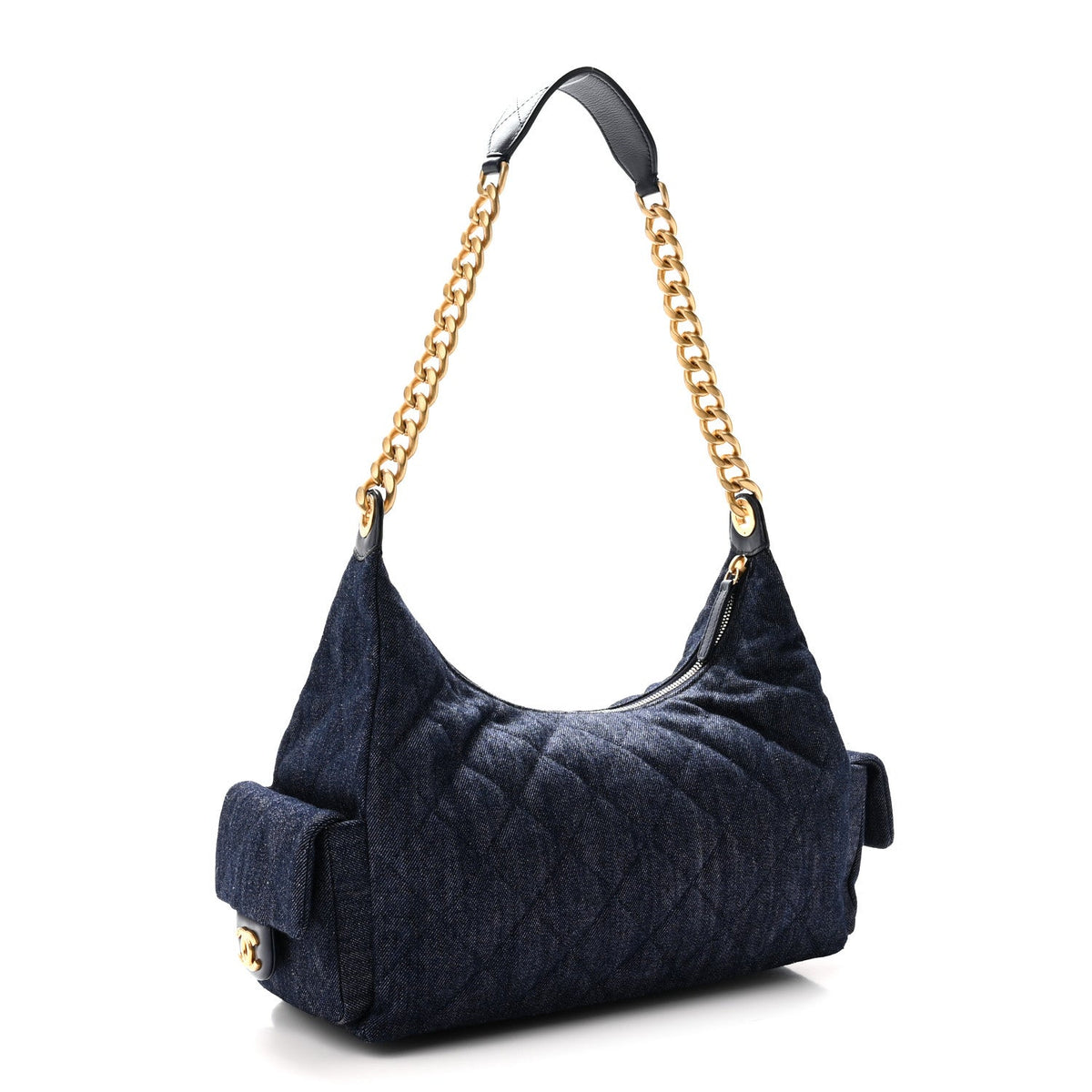 Large Quilted Hobo Bag - Blue