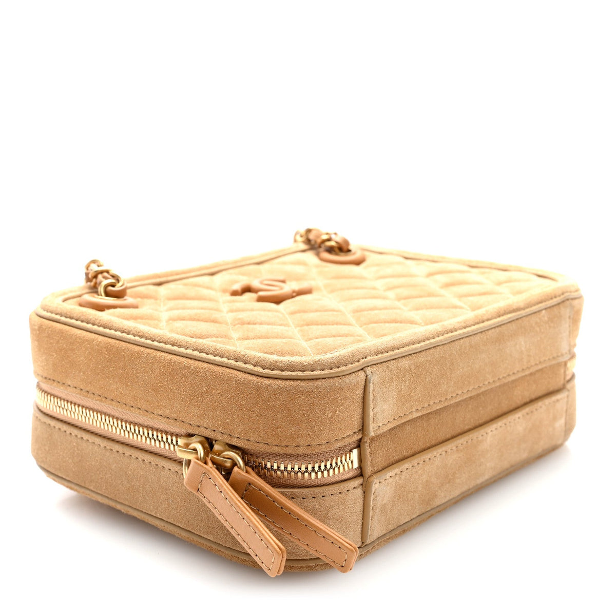 Quilted Suede Handbag - Brown