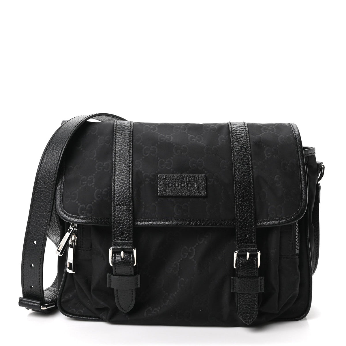 Nylon Flap Shoulder Bag - Black