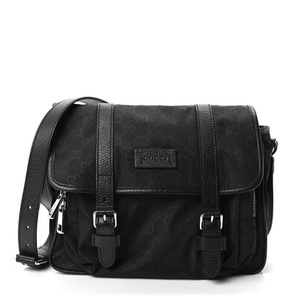 Nylon Flap Shoulder Bag - Black