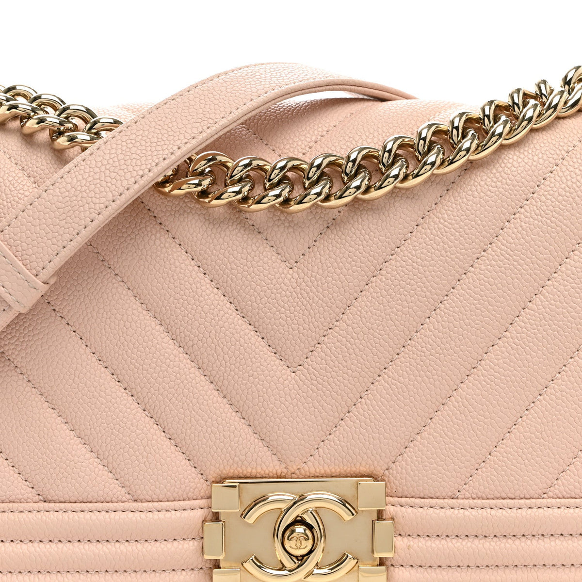 Medium Quilted Caviar Flap Shoulder Bag - Pink