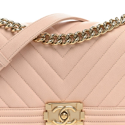 Medium Quilted Caviar Flap Shoulder Bag - Pink