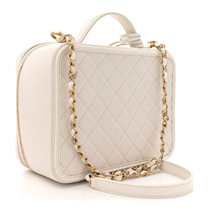 Large Quilted Caviar Handbag - White