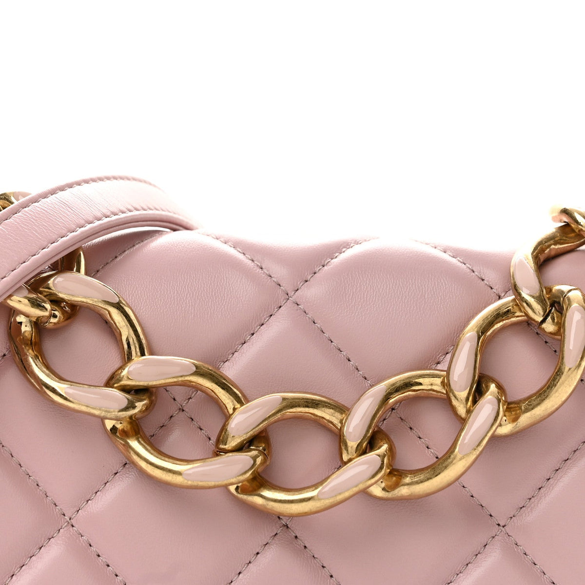 Small Quilted Lambskin Flap Shoulder Bag - Pink